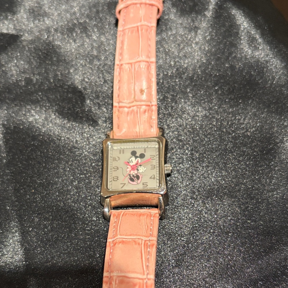 Disney Minnie Mouse Pink Strap Watch with Silver Accents